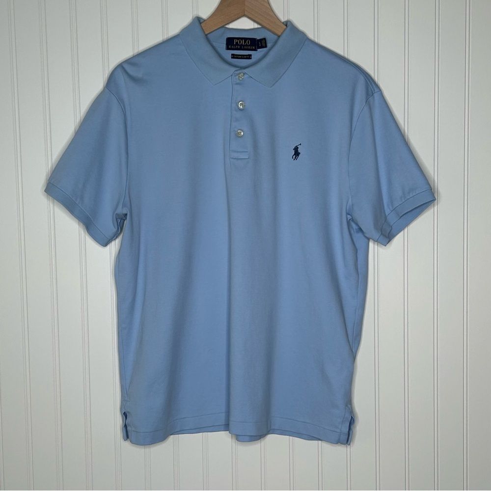 Polo by Ralph Lauren Men's Light Blue Polo Shirt 100% Cotton Size Large